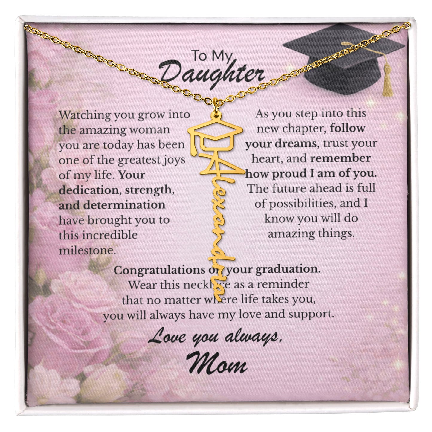 To My Daughter – The Future Is Yours 💖 | Graduation Gift from Mom Personalized Necklace
