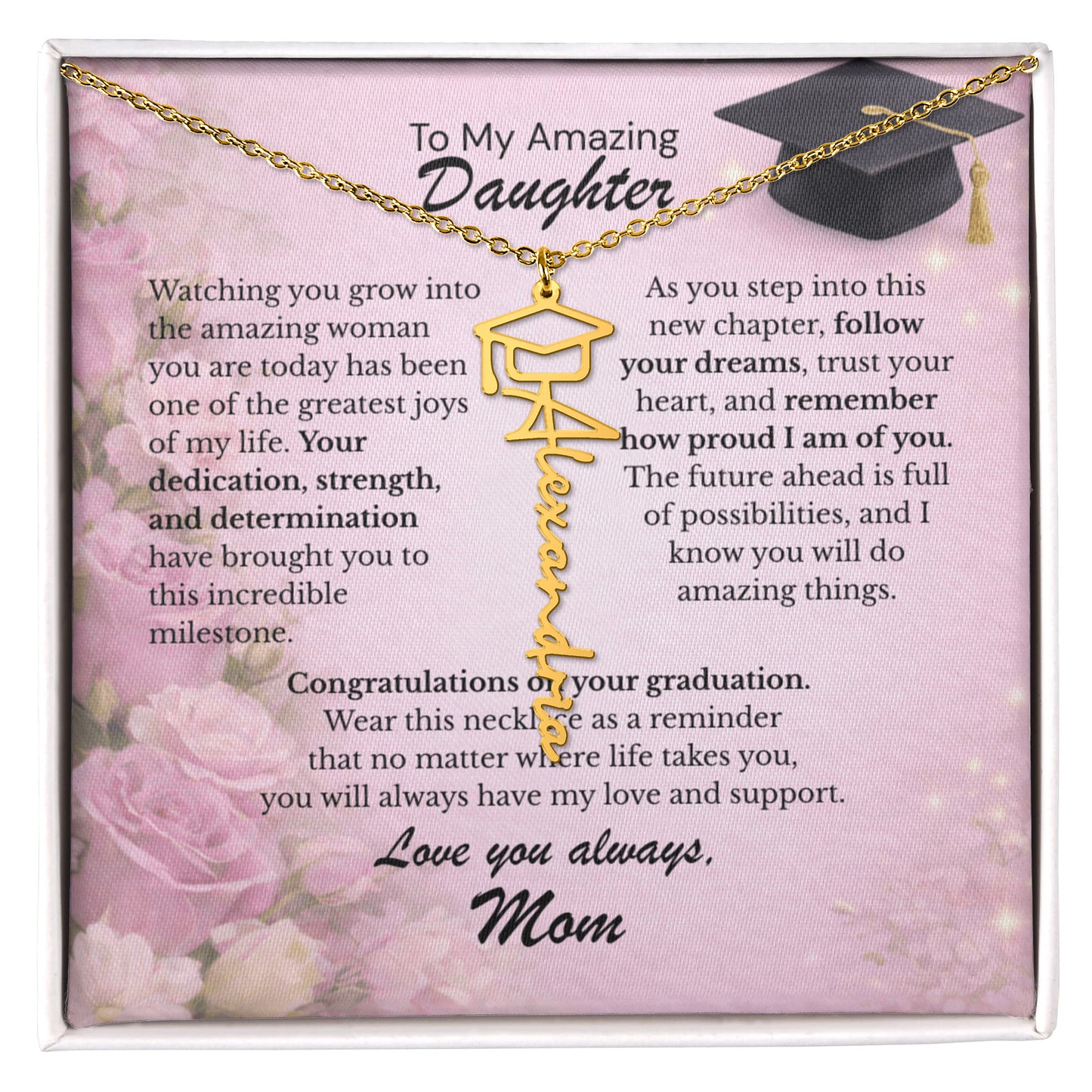 To My Daughter – The Future Is Yours 💖 | Graduation Gift from Mom Personalized Necklace