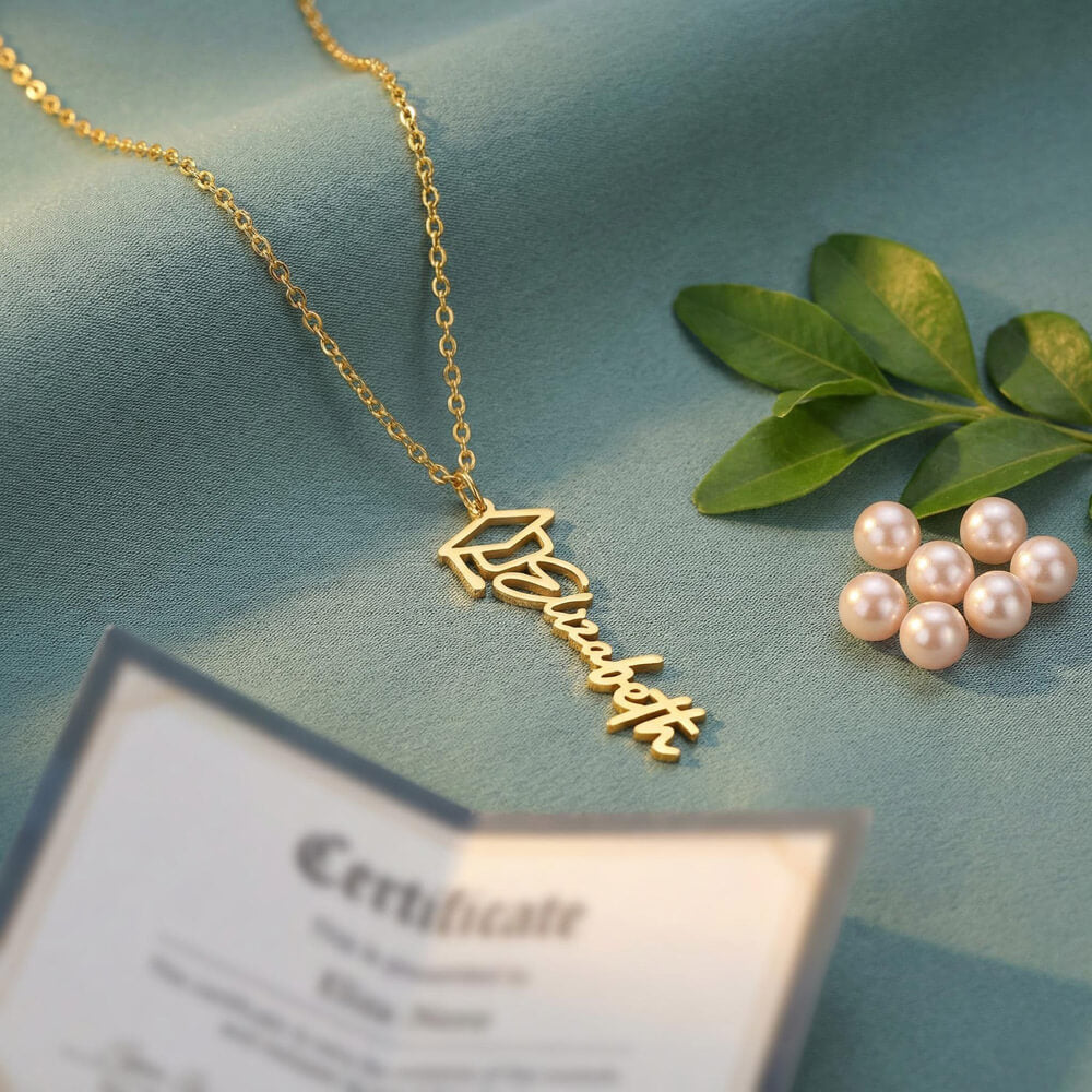 Personalized Graduation Name Necklace for Daughter – Graduation Gift from Mom – Class of 2026 Jewelry – Daughter Graduation Necklace