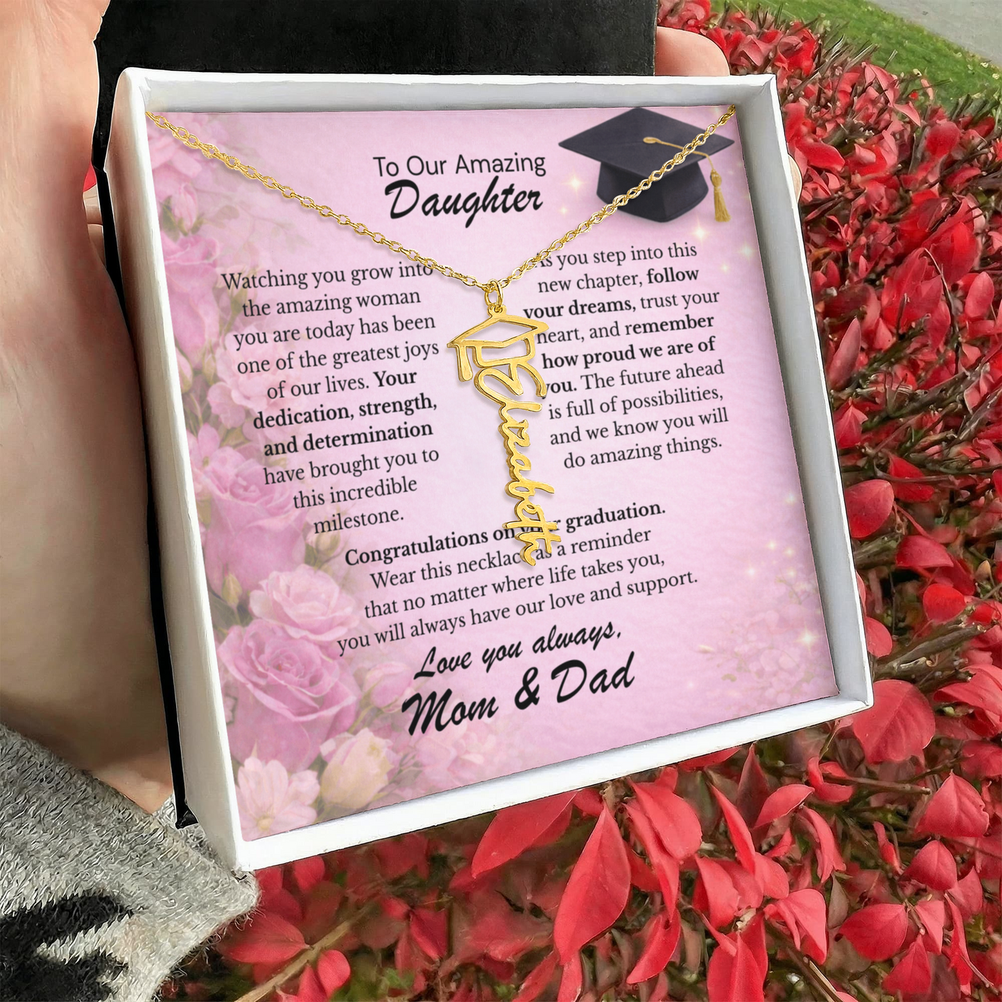 To My Daughter – We Are So Proud of You 💖 | Graduation Gift from Parents Personalized Necklace