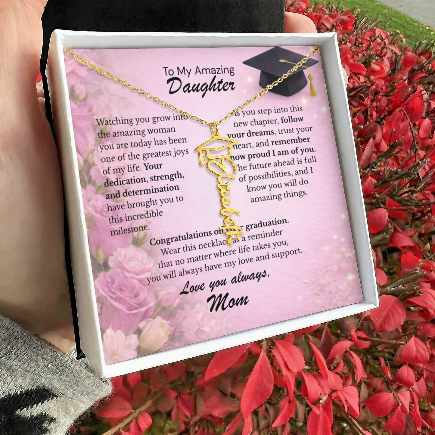 To My Daughter – The Future Is Yours 💖 | Graduation Gift from Mom Personalized Necklace