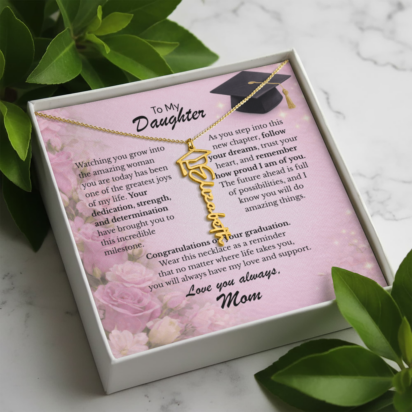 To My Daughter – The Future Is Yours 💖 | Graduation Gift from Mom Personalized Necklace