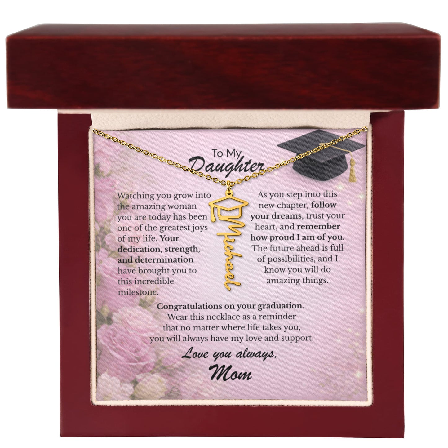 To My Daughter – The Future Is Yours 💖 | Graduation Gift from Mom Personalized Necklace