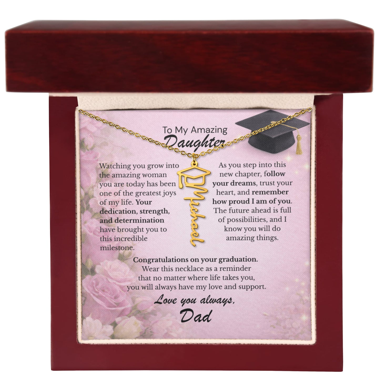 To My Daughter – Follow Your Dreams 💖 | Graduation Gift from Dad Personalized Necklace
