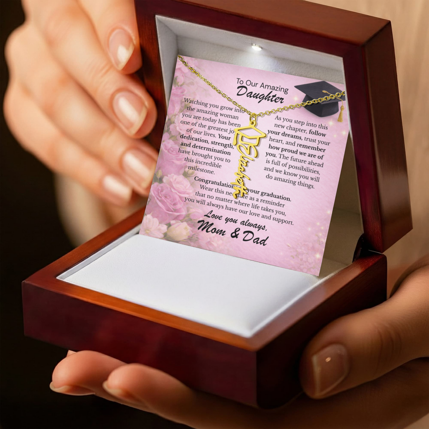 To My Daughter – We Are So Proud of You 💖 | Graduation Gift from Parents Personalized Necklace