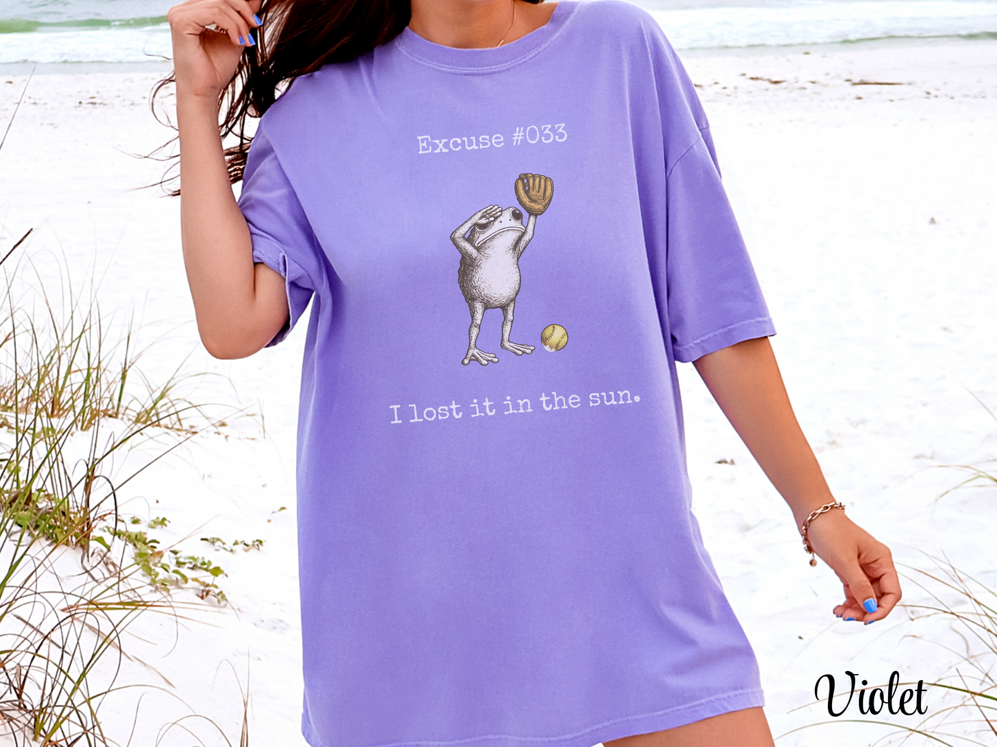 I Lost It In The Sun Softball Shirt, Funny Softball Outfielder Tee, Softball Excuse Shirt, Frog Softball Graphic, Comfort Colors 1717