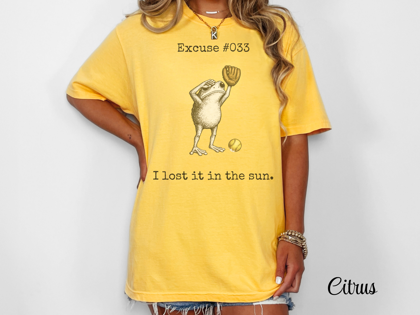 I Lost It In The Sun Softball Shirt, Funny Softball Outfielder Tee, Softball Excuse Shirt, Frog Softball Graphic, Comfort Colors 1717