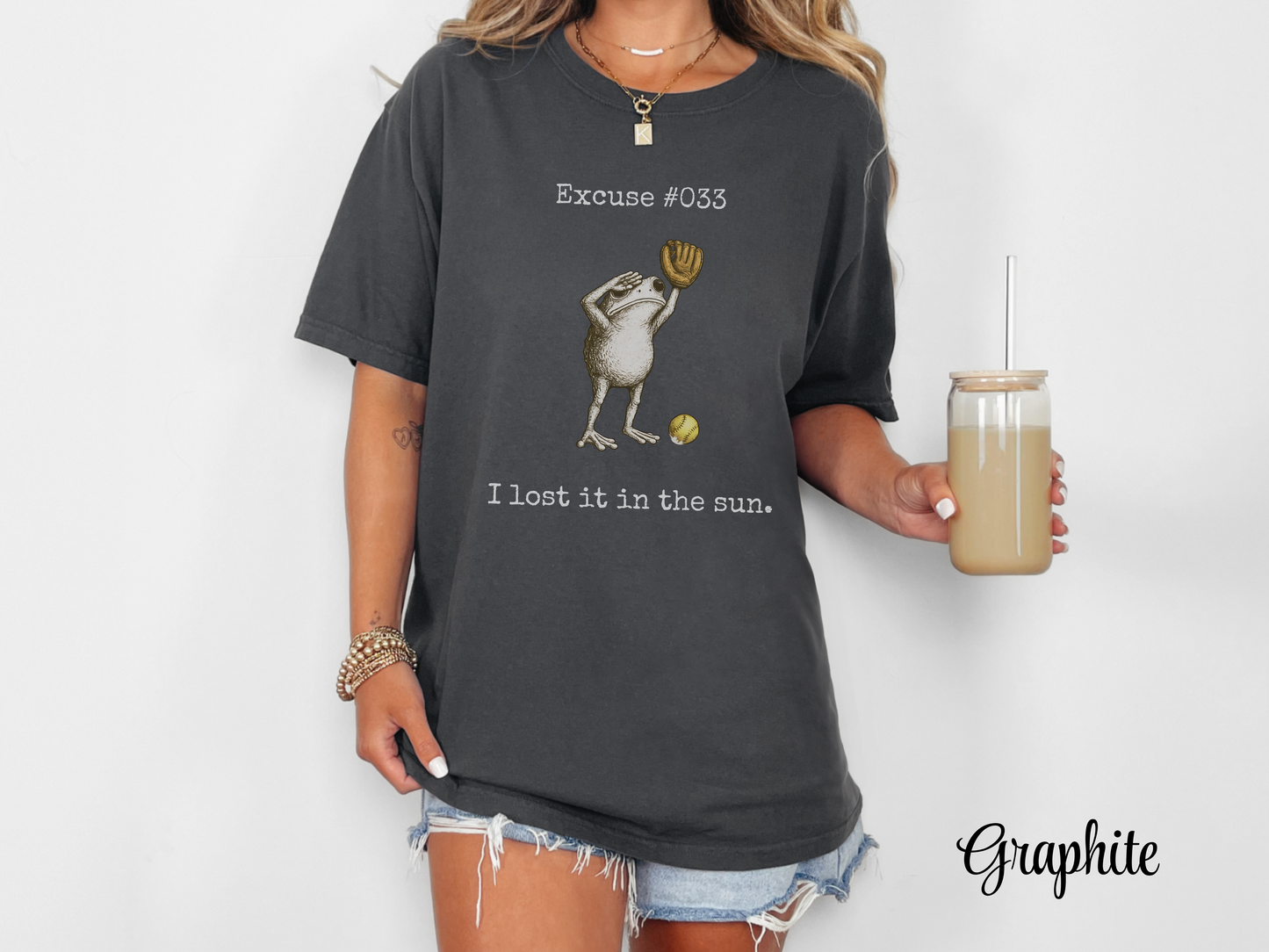 I Lost It In The Sun Softball Shirt, Funny Softball Outfielder Tee, Softball Excuse Shirt, Frog Softball Graphic, Comfort Colors 1717