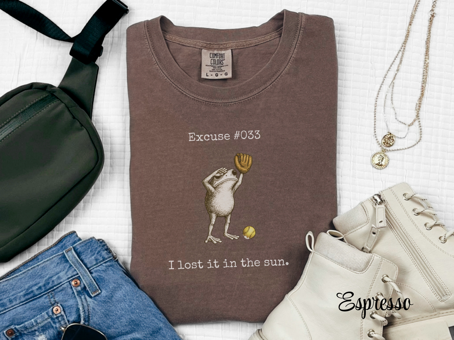 I Lost It In The Sun Softball Shirt, Funny Softball Outfielder Tee, Softball Excuse Shirt, Frog Softball Graphic, Comfort Colors 1717