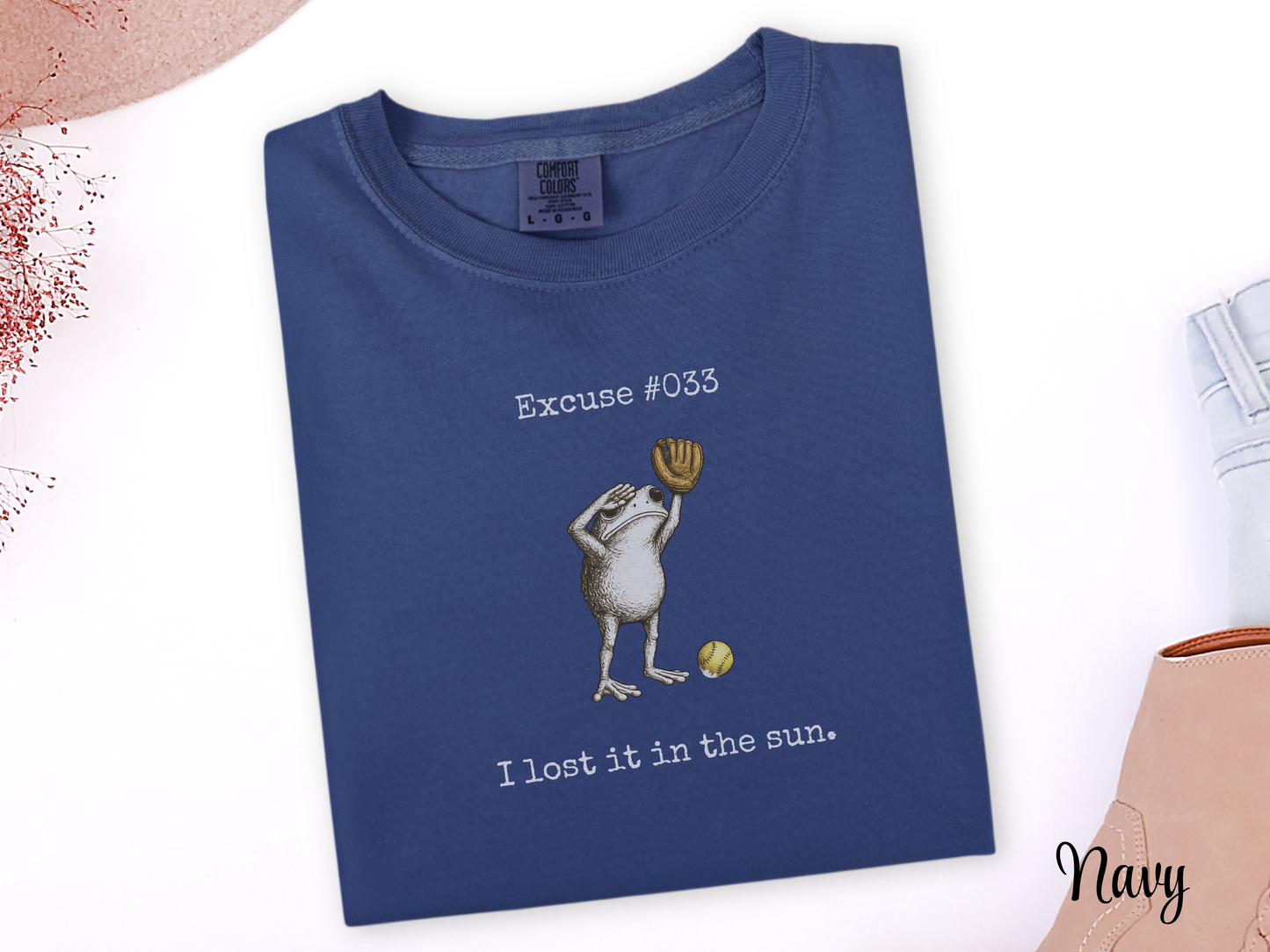 I Lost It In The Sun Softball Shirt, Funny Softball Outfielder Tee, Softball Excuse Shirt, Frog Softball Graphic, Comfort Colors 1717